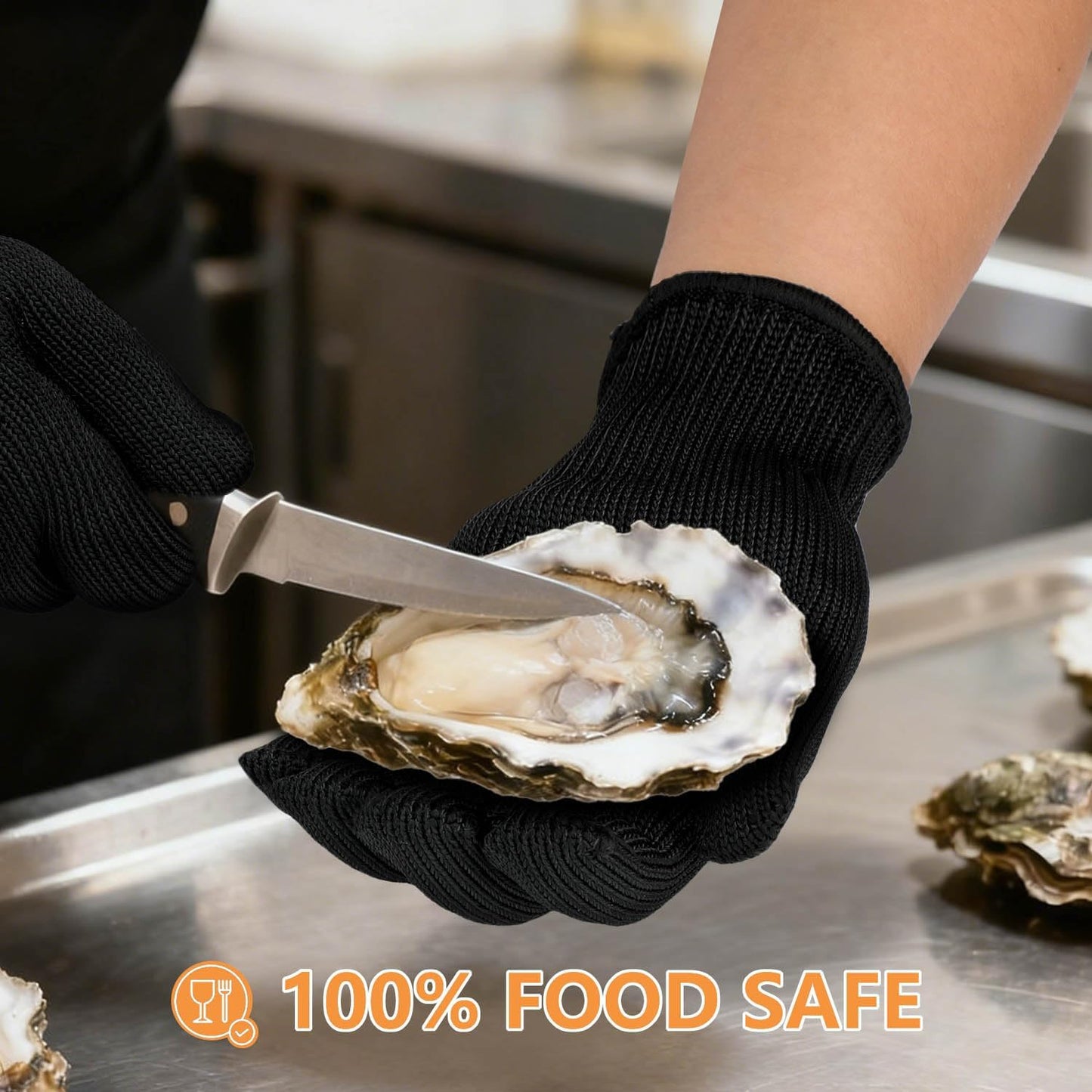 Cut Resistant Gloves Food Grade, Level 5 Protection,Safety Dexterity Cutting Gloves with Stainless Steel Wire for Kitchen Chefs Butchers Meat Cutting Mandoline Oyster Shucking Garden Wood Carving, L