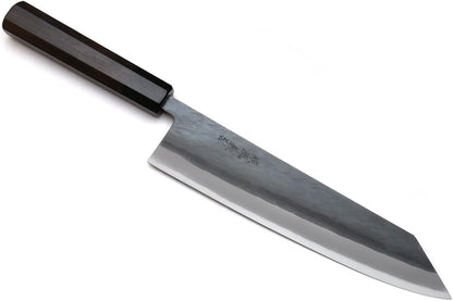 Yoshihiro Kurouchi Black-Forged High Carbon Blue Steel Stainless Clad Kiritsuke Japanese Multipurpose Knife Ebony Handle (8.25" (210mm) & Saya)