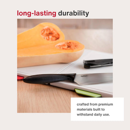 Chef's Knife with Sheath Cover - Stainless Steel Knife - Fruit, Vegetable, Herbs & Meats Knife - Travel Knife with Safety Kitchen Blade Guards - Dishwasher & Hand Wash Safe - 7.25" - Black