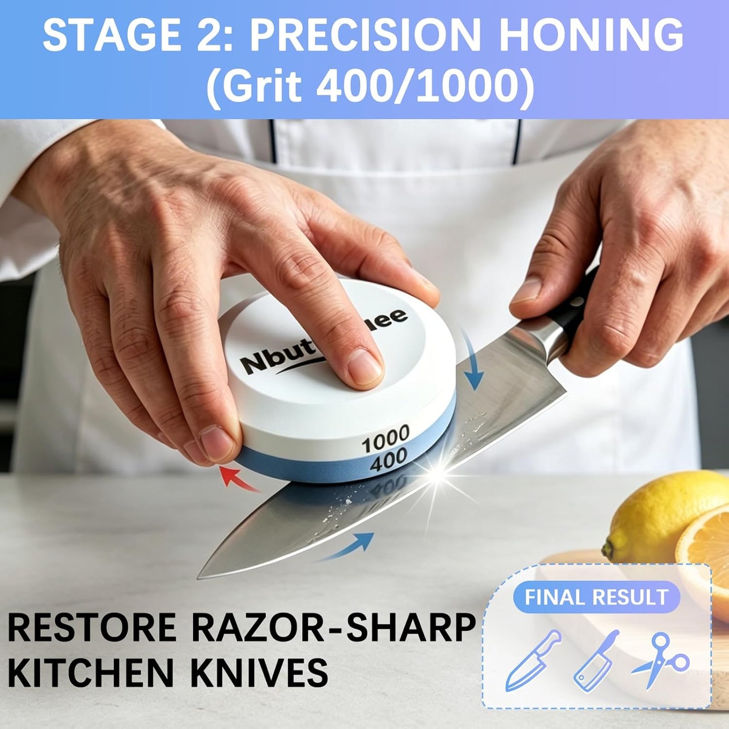 Sharpening Stones, 2-Pack Dual Grit Whetstones 180/320 & 400/1000 | Sharpener for Knives & Tools, Portable Whetstone Stones for Kitchen, Camping, Bushcraft, Pocket Knives, Axes & Chisels