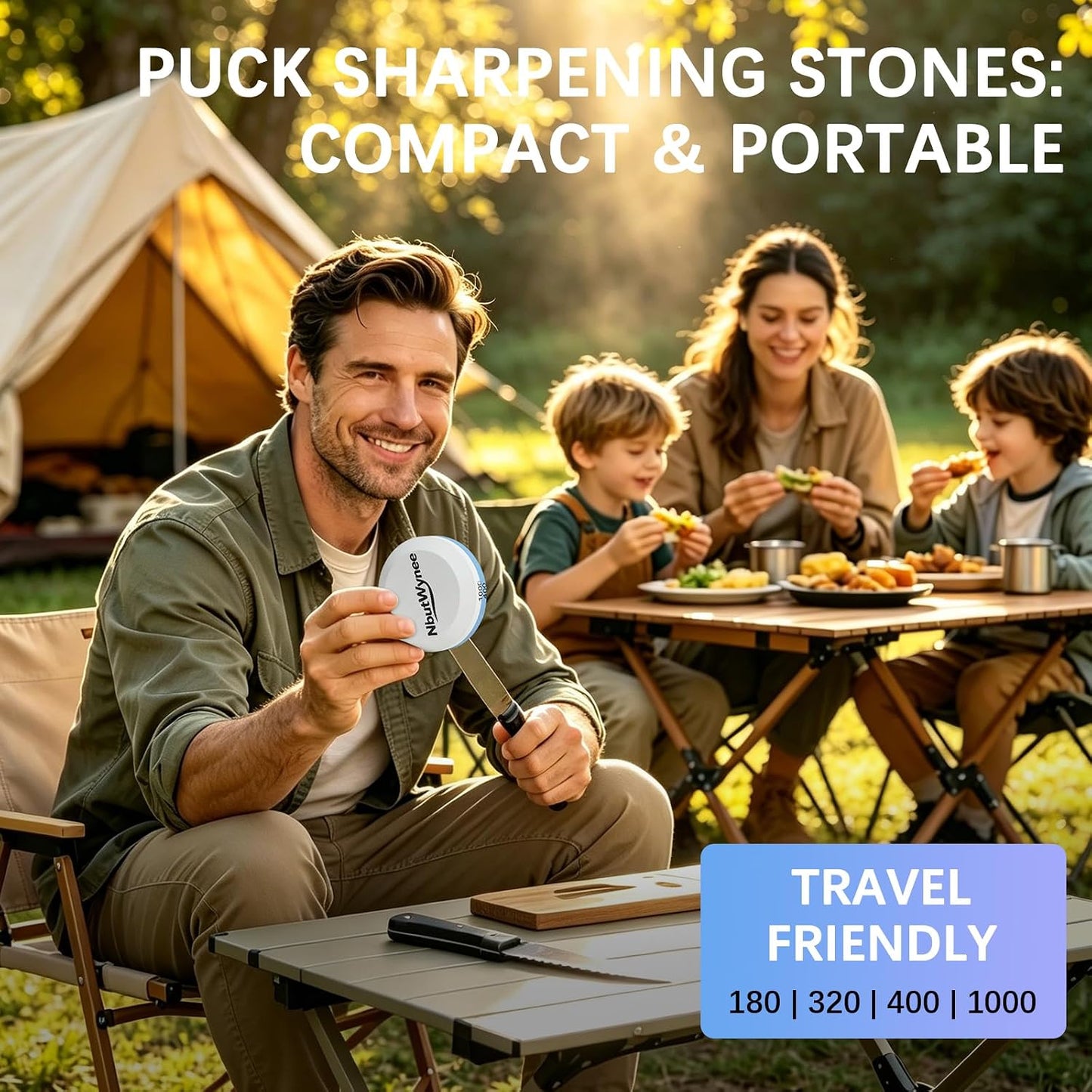 Sharpening Stones, 2-Pack Dual Grit Whetstones 180/320 & 400/1000 | Sharpener for Knives & Tools, Portable Whetstone Stones for Kitchen, Camping, Bushcraft, Pocket Knives, Axes & Chisels