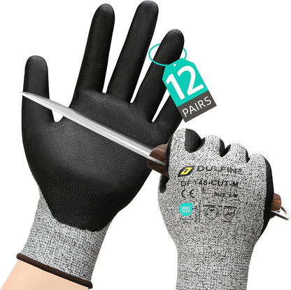 A3/A4/A9 Cut Resistant 2/3/6/12 Pairs Work Gloves for Men & Women | Touchscreen, Foam Nitrile Coated, Ideal for Glass Cutting, Wood Carving
