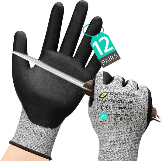 A3/A4/A9 Cut Resistant 2/3/6/12 Pairs Work Gloves for Men & Women | Touchscreen, Foam Nitrile Coated, Ideal for Glass Cutting, Wood Carving