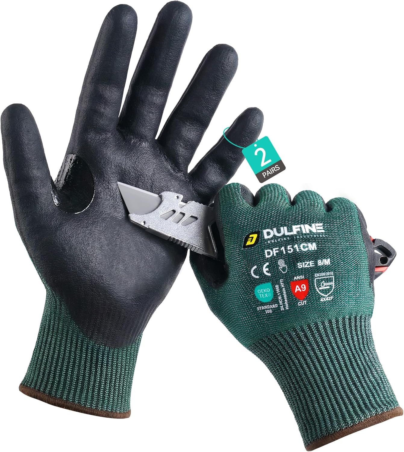 A3/A4/A9 Cut Resistant 2/3/6/12 Pairs Work Gloves for Men & Women | Touchscreen, Foam Nitrile Coated, Ideal for Glass Cutting, Wood Carving