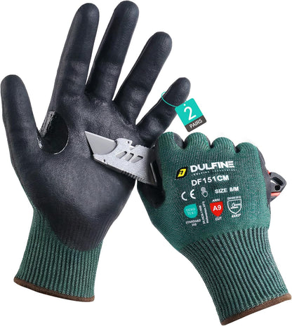 A3/A4/A9 Cut Resistant 2/3/6/12 Pairs Work Gloves for Men & Women | Touchscreen, Foam Nitrile Coated, Ideal for Glass Cutting, Wood Carving