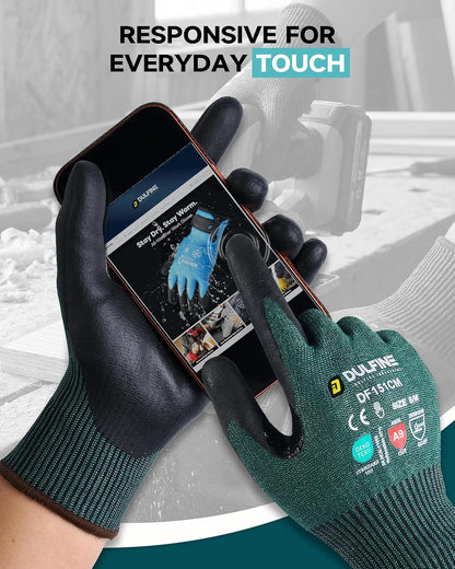 A3/A4/A9 Cut Resistant 2/3/6/12 Pairs Work Gloves for Men & Women | Touchscreen, Foam Nitrile Coated, Ideal for Glass Cutting, Wood Carving