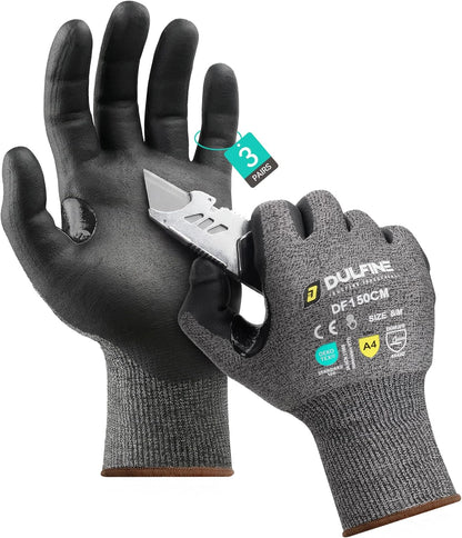 A3/A4/A9 Cut Resistant 2/3/6/12 Pairs Work Gloves for Men & Women | Touchscreen, Foam Nitrile Coated, Ideal for Glass Cutting, Wood Carving