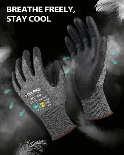 A3/A4/A9 Cut Resistant 2/3/6/12 Pairs Work Gloves for Men & Women | Touchscreen, Foam Nitrile Coated, Ideal for Glass Cutting, Wood Carving