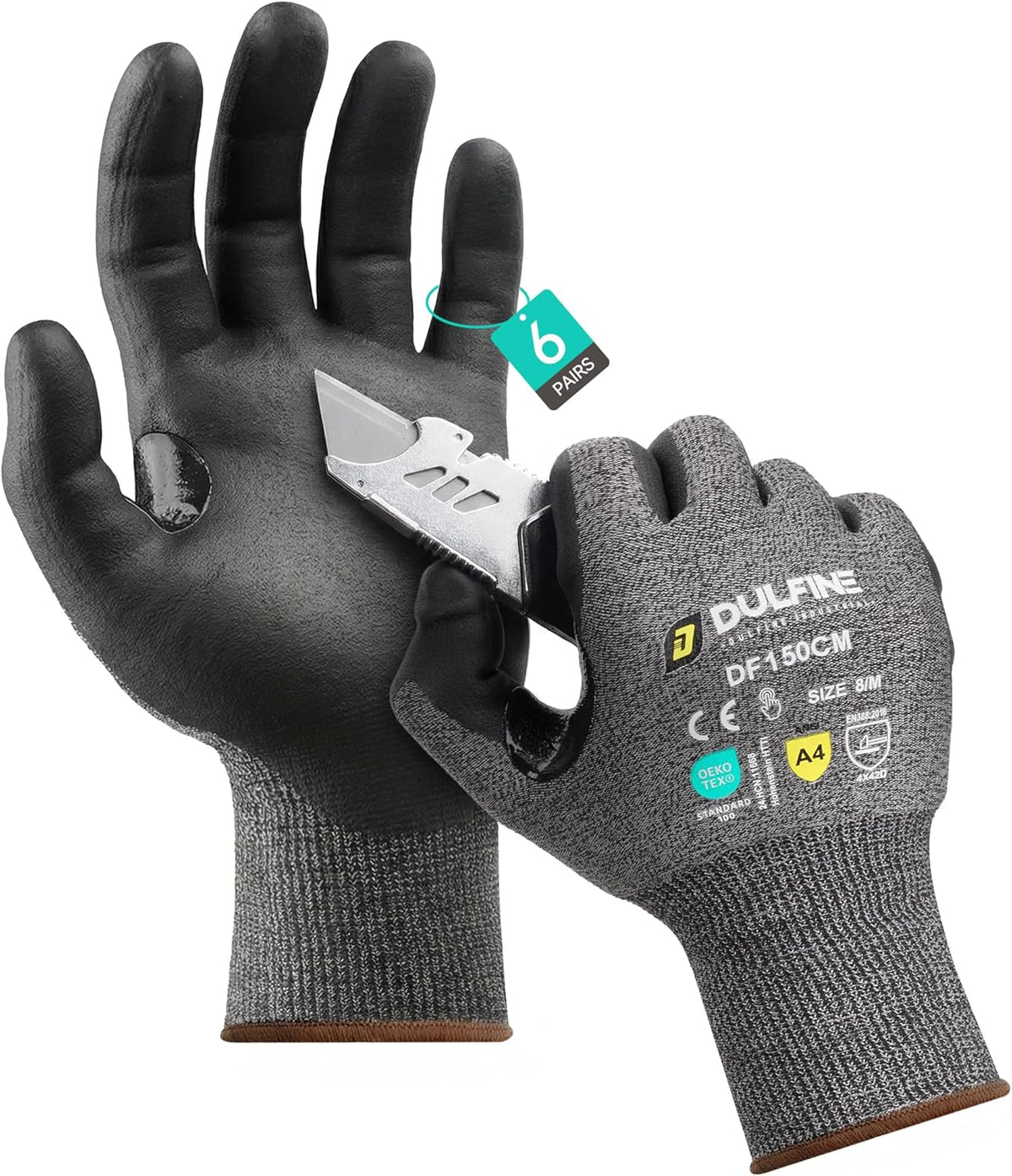 A3/A4/A9 Cut Resistant 2/3/6/12 Pairs Work Gloves for Men & Women | Touchscreen, Foam Nitrile Coated, Ideal for Glass Cutting, Wood Carving
