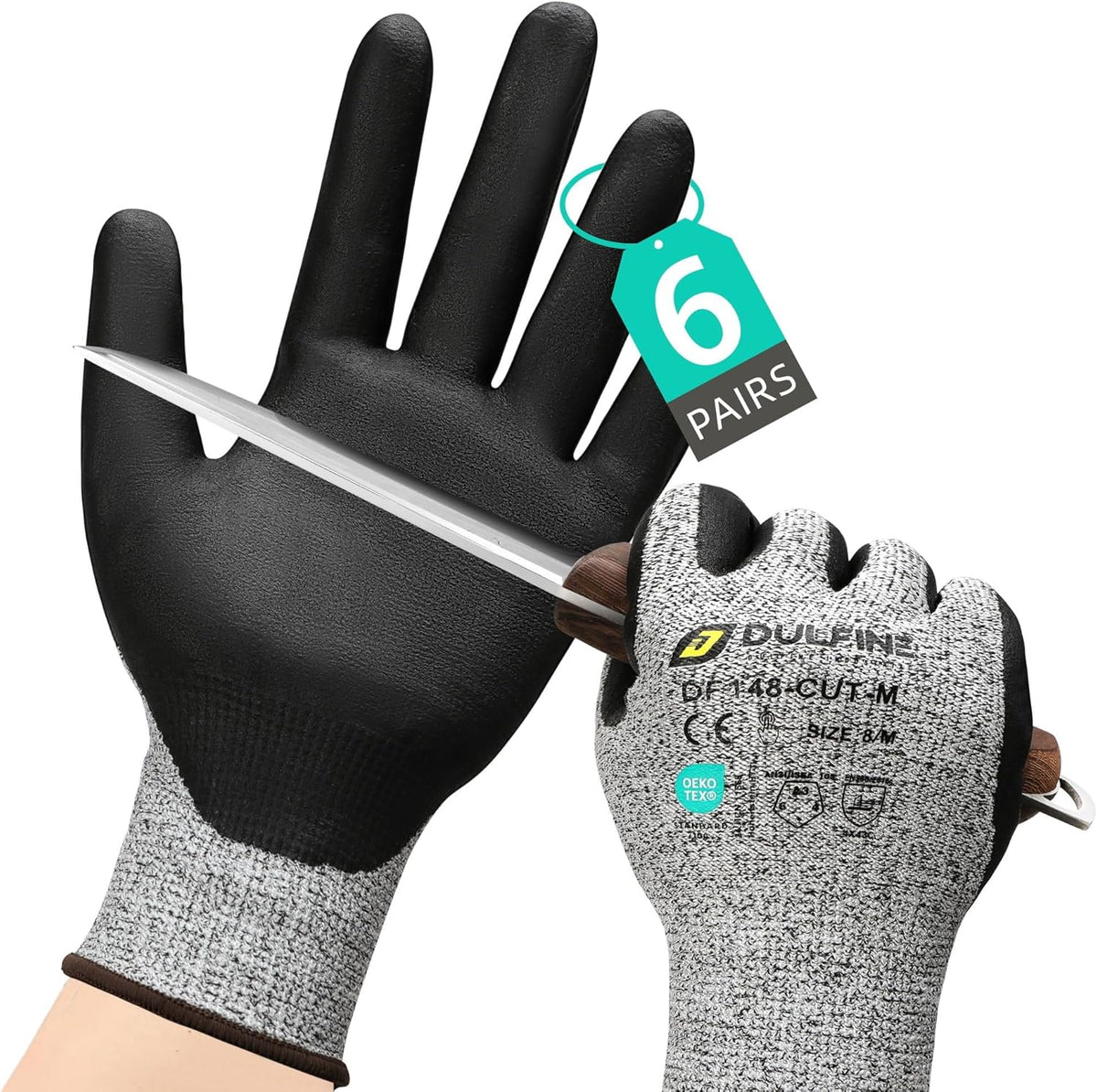 A3/A4/A9 Cut Resistant 2/3/6/12 Pairs Work Gloves for Men & Women | Touchscreen, Foam Nitrile Coated, Ideal for Glass Cutting, Wood Carving