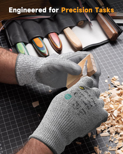 A3/A4/A9 Cut Resistant 2/3/6/12 Pairs Work Gloves for Men & Women | Touchscreen, Foam Nitrile Coated, Ideal for Glass Cutting, Wood Carving