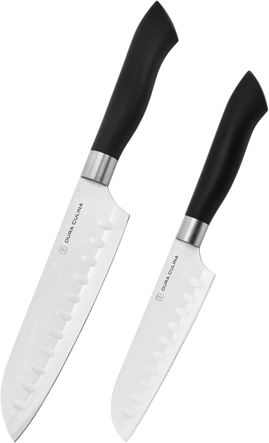 2 Piece Santoku Knife Set 7 Inch and 5 Inch Santoku Knives - Professional Grade Sharp High Carbon Stainless Blades for Effortless Slicing, Cutting and Chopping With Matching Blade Guards