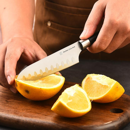 2 Piece Santoku Knife Set 7 Inch and 5 Inch Santoku Knives - Professional Grade Sharp High Carbon Stainless Blades for Effortless Slicing, Cutting and Chopping With Matching Blade Guards