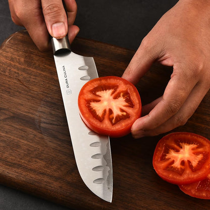 2 Piece Santoku Knife Set 7 Inch and 5 Inch Santoku Knives - Professional Grade Sharp High Carbon Stainless Blades for Effortless Slicing, Cutting and Chopping With Matching Blade Guards