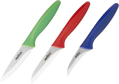 3 Piece Peeling & Paring Knife Set with Covers - Kitchen Knives for Fruits & More - Ideal for Kitchen Collections - Blue, Green, & Red