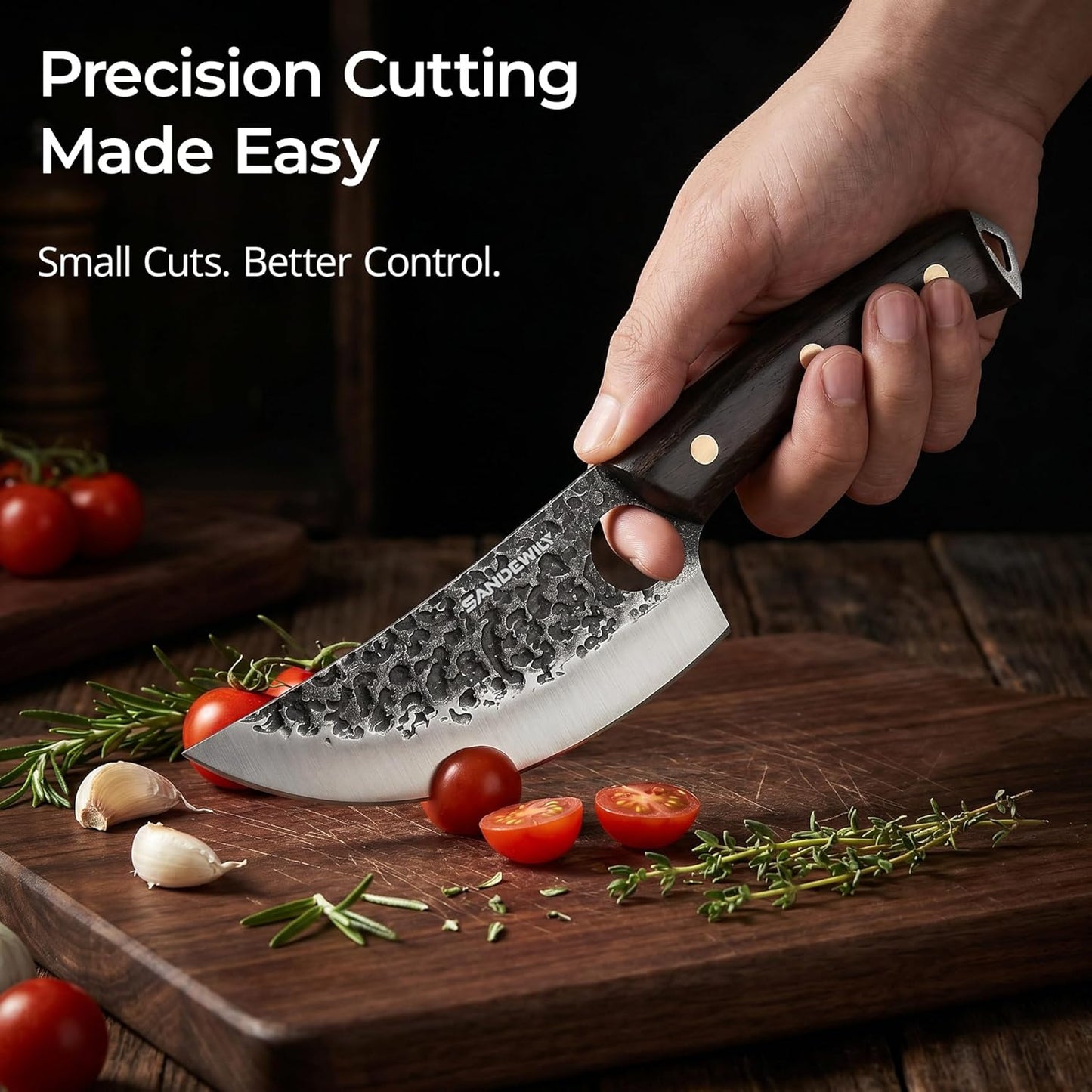 4-Piece Butcher Knife Set with 7” Cleaver, 8” Chef Knife, 8” Nakiri & 5” Utility Knife – Hand Forged Full Tang Kitchen Knives with Sharpening Stone for BBQ, Meat, Veggies & Outdoor Cooking