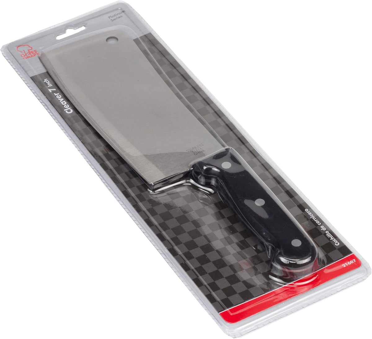 Select Meat Cleaver, 7 Inch Blade 12 Inches In Length, Stainless Steel/Black