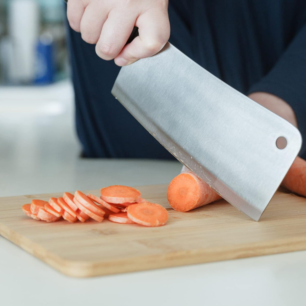 Select Meat Cleaver, 7 Inch Blade 12 Inches In Length, Stainless Steel/Black