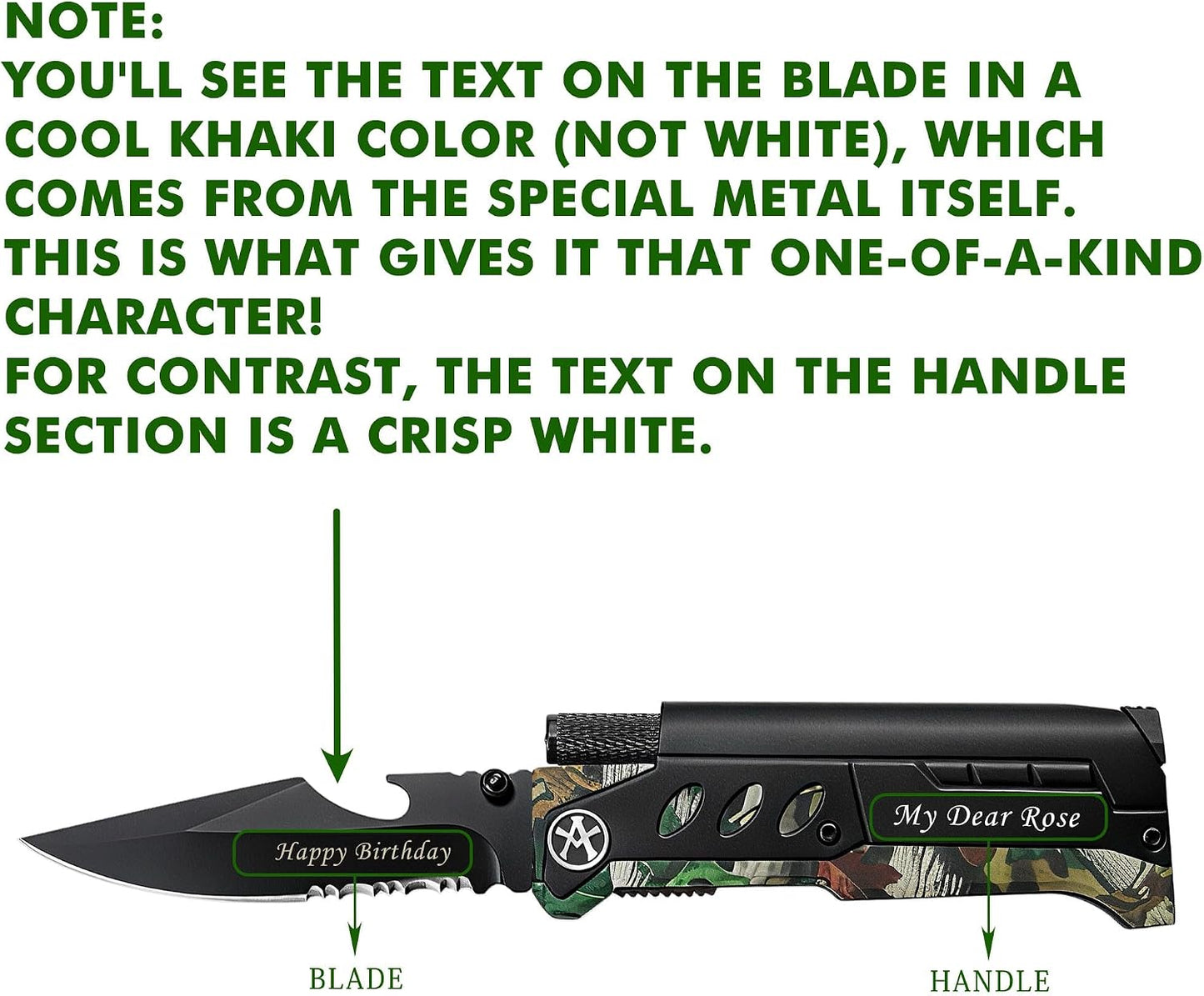 6-in-1 Survival Tactical Military Folding Pocket Knife, Black | Knives with LED Light, Seatbelt Cutter, Glass Breaker, Magnesium Fire Starter, Bottle Opener, Multi-Function Emergency Tool