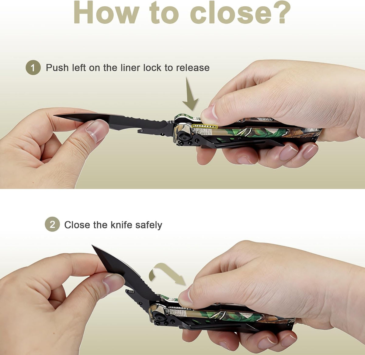6-in-1 Survival Tactical Military Folding Pocket Knife, Black | Knives with LED Light, Seatbelt Cutter, Glass Breaker, Magnesium Fire Starter, Bottle Opener, Multi-Function Emergency Tool