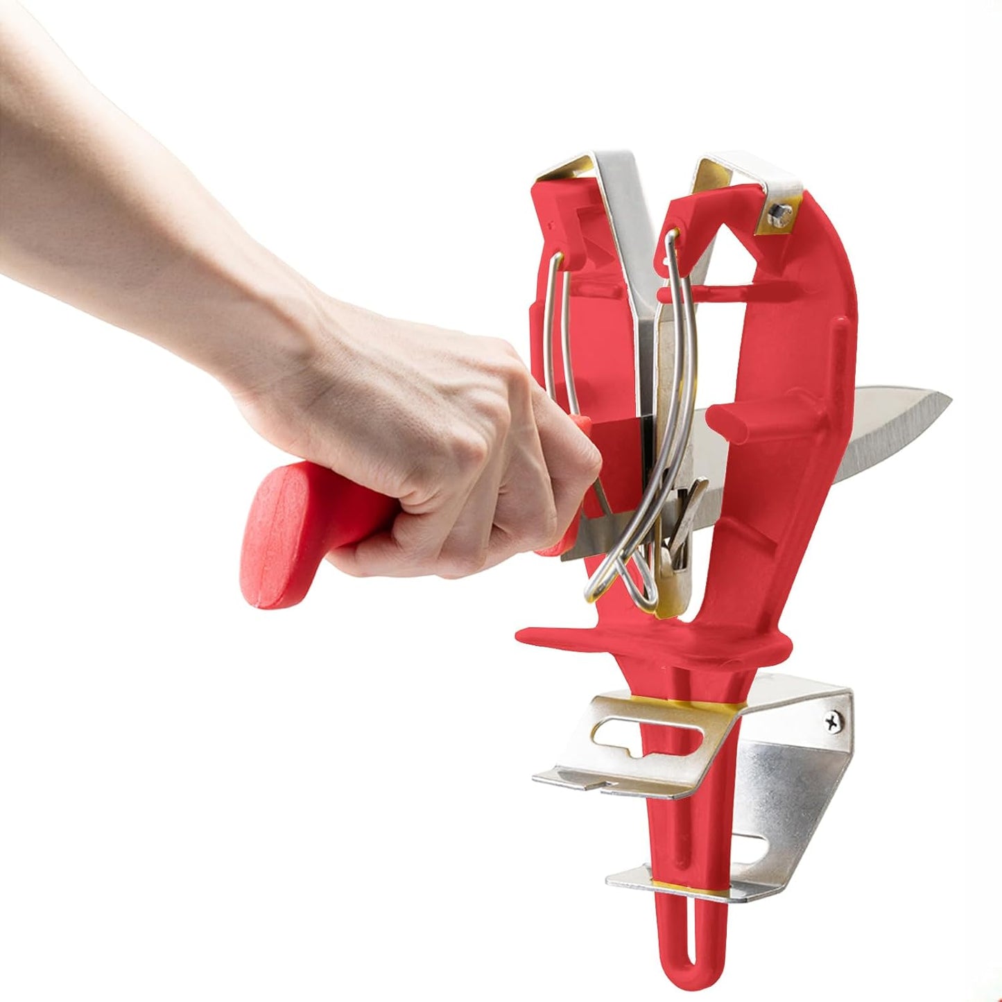 Stainless Steel Knife Sharpener Tool with Bracket, Maintenance Sharpening Tool for Kitchen Abattoirs Knives Helps Repair Sharpens, Hones, Polishes Blades