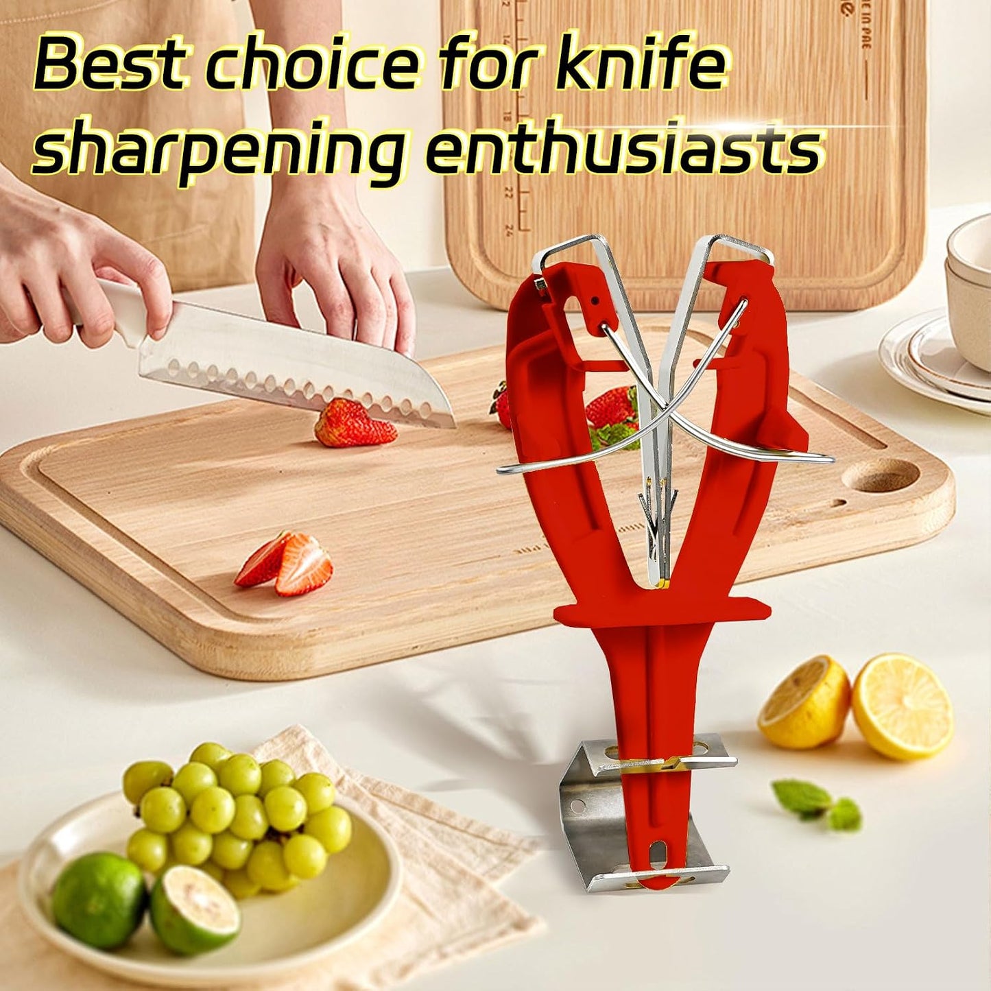 Stainless Steel Knife Sharpener Tool with Bracket, Maintenance Sharpening Tool for Kitchen Abattoirs Knives Helps Repair Sharpens, Hones, Polishes Blades