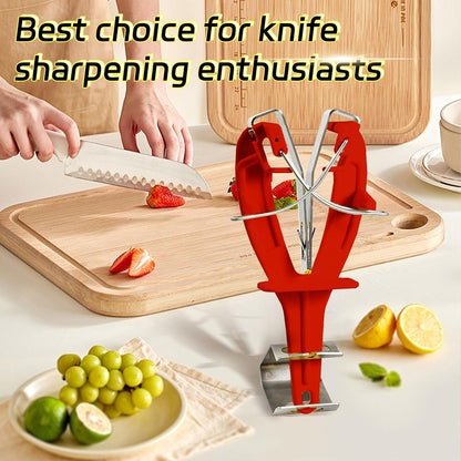 Stainless Steel Knife Sharpener Tool with Bracket, Maintenance Sharpening Tool for Kitchen Abattoirs Knives Helps Repair Sharpens, Hones, Polishes Blades