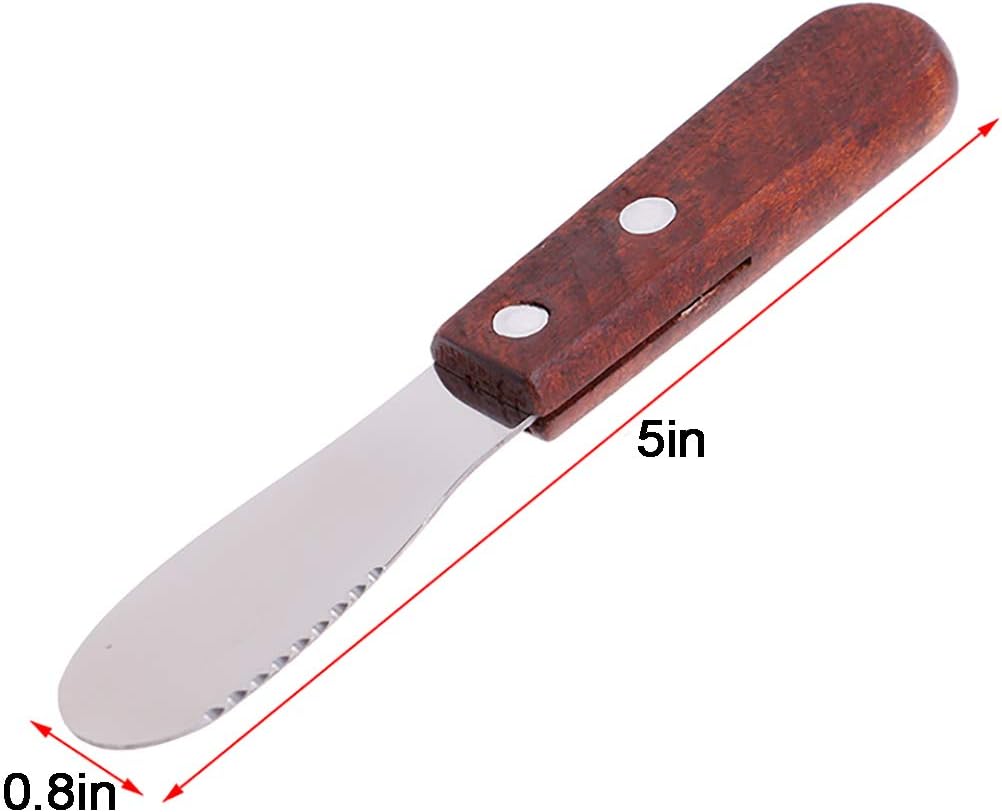 Set of 2 Butter Spreader Knife Stainless Steel Sandwich Cream Cheese Condiment Knives Set Kitchen Tools with Wood Handle, 5-Inch, Random Color