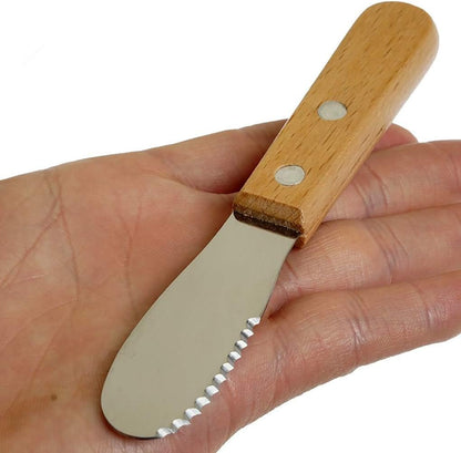 Set of 2 Butter Spreader Knife Stainless Steel Sandwich Cream Cheese Condiment Knives Set Kitchen Tools with Wood Handle, 5-Inch, Random Color