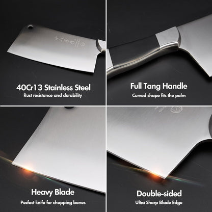 Heavy Duty Stainless Steel Bone Cleaver Knife for Home Chopping Bones