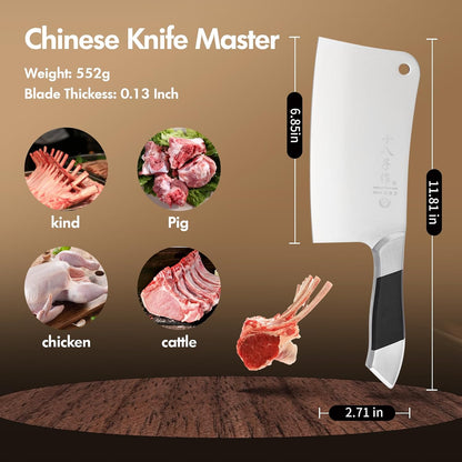 Heavy Duty Stainless Steel Bone Cleaver Knife for Home Chopping Bones