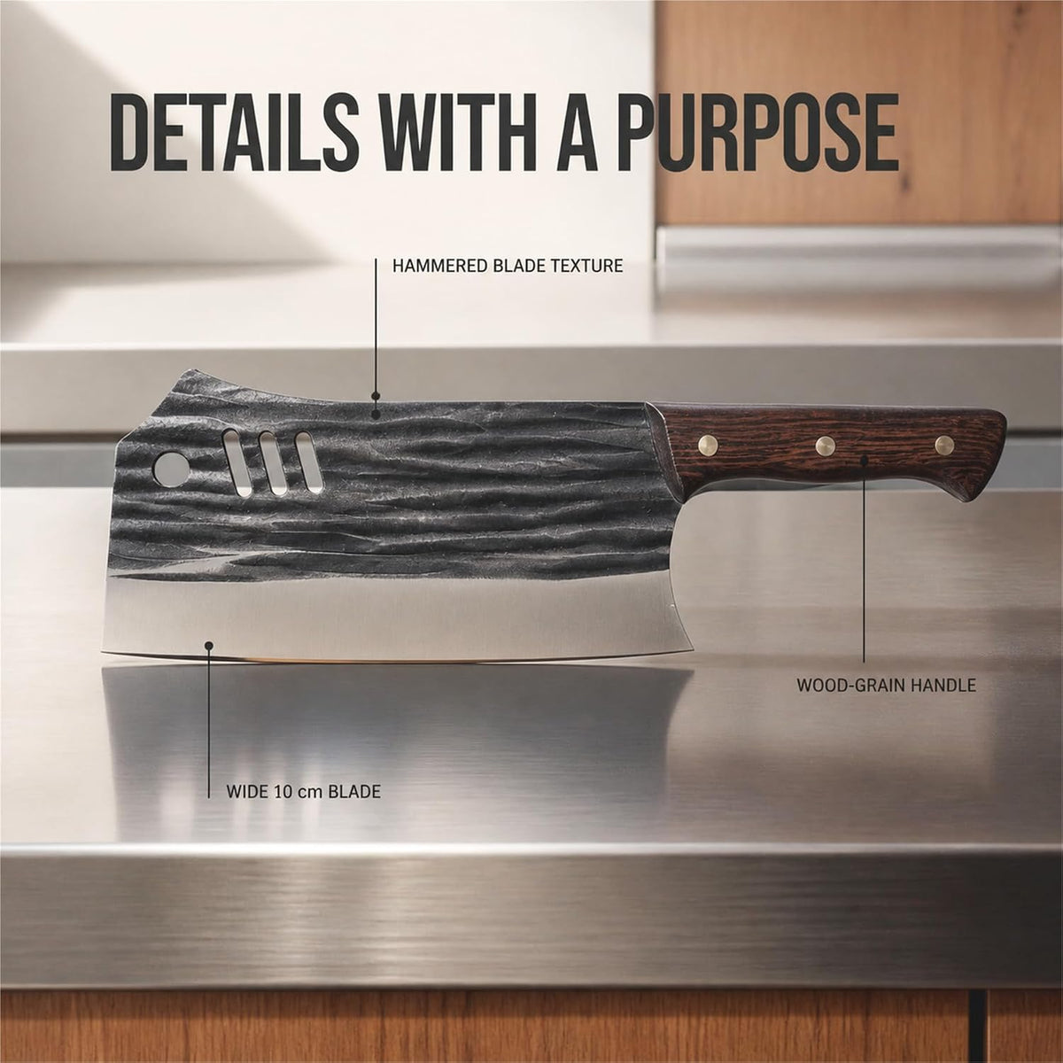 Heavy Duty Stainless Steel Bone Cleaver Knife for Home Chopping Bones