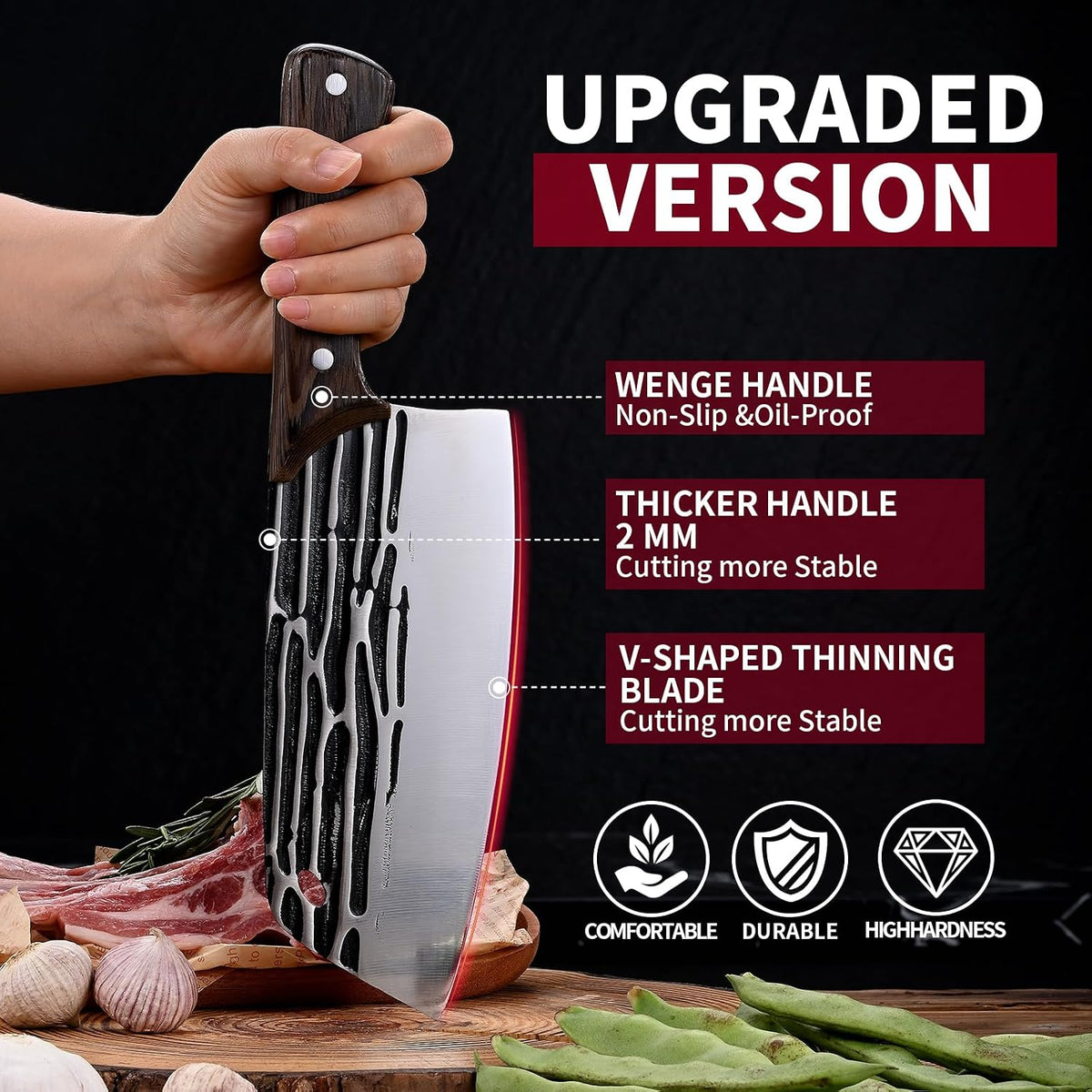 Heavy Duty Stainless Steel Bone Cleaver Knife for Home Chopping Bones