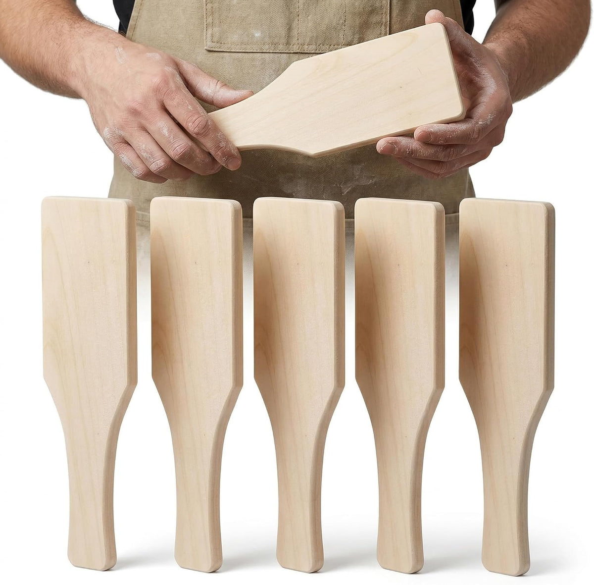 5PCS Clay Paddle Wooden Mud Sculpture Flat Board Pad Wooden Clay Sculpting Carving Dough Modeling Tools Ceramic Tools for DIY Craft Smoothing