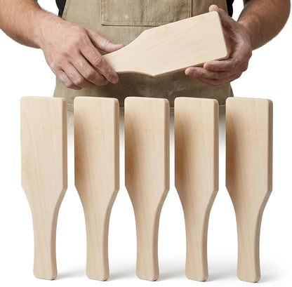 5PCS Clay Paddle Wooden Mud Sculpture Flat Board Pad Wooden Clay Sculpting Carving Dough Modeling Tools Ceramic Tools for DIY Craft Smoothing