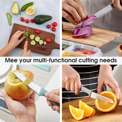 10 Set knife Kitchen Small Paring Knives Ultra Sharp Vegetable and Fruit Knife with Sheath Cover, Rust Proof Stain Resistant Steel, include 10PCS Peeling Knives and 10PCS Knife, Sheath Dishwasher Safe