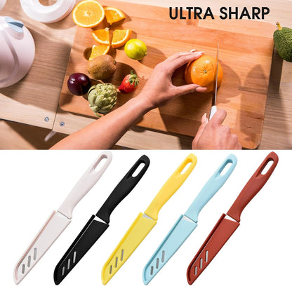 10 Set knife Kitchen Small Paring Knives Ultra Sharp Vegetable and Fruit Knife with Sheath Cover, Rust Proof Stain Resistant Steel, include 10PCS Peeling Knives and 10PCS Knife, Sheath Dishwasher Safe