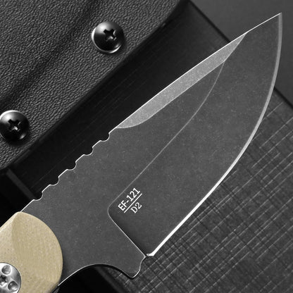 EF121 EDC Fixed Blade Knife D2 Blade Steel G10 Handle with Kydex Sheaths for Outdoor Activities Camping