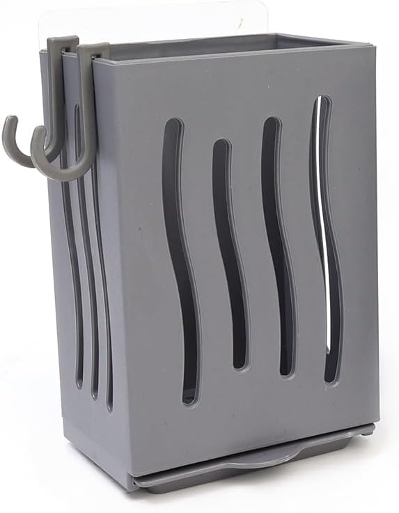 Wall Mounted Kitchen Utensil Drying Racks with Drain Tray and Hooks Grey