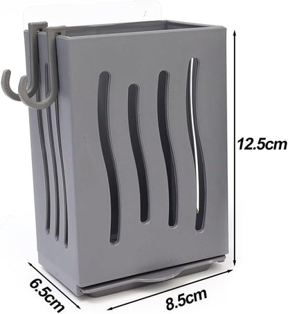 Wall Mounted Kitchen Utensil Drying Racks with Drain Tray and Hooks Grey