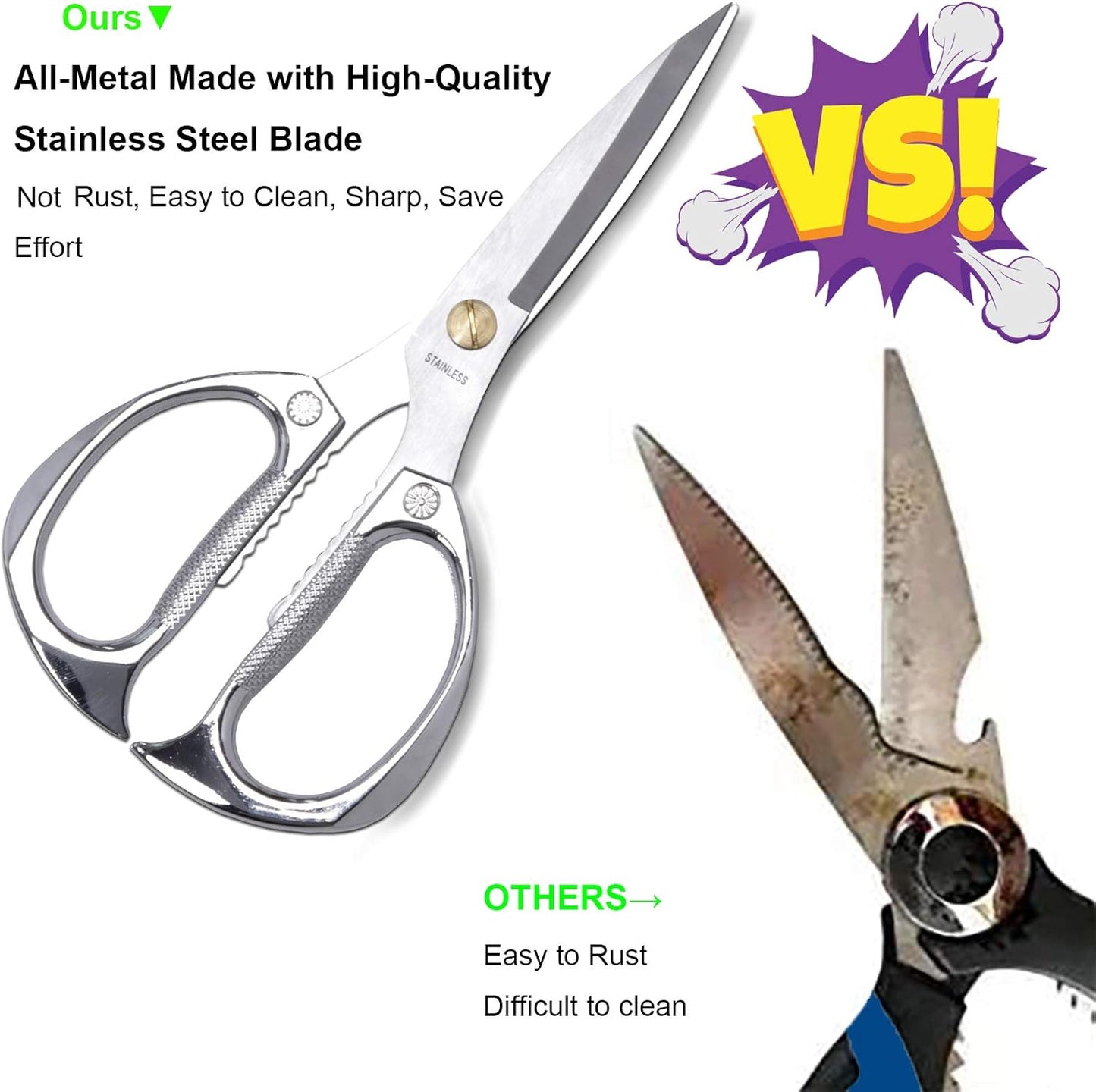 Kitchen Scissors,All Purpose Heavy Duty Kitchen Shears 7.5 Inch | Ultra Sharp Stainless Steel for Cutting Meat Vegetables Herbs BBQ, Office Fabric Craft Use