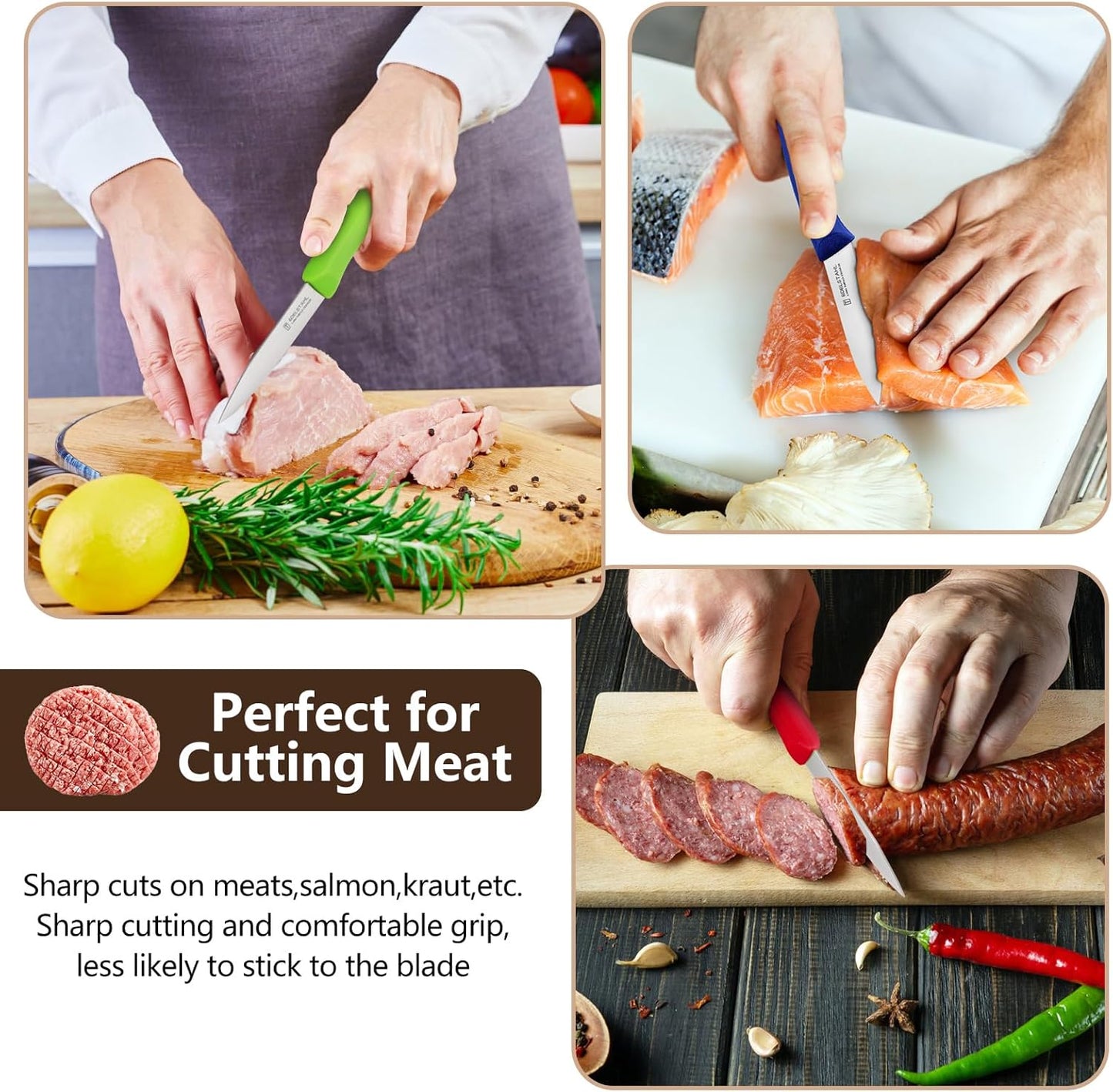 Paring and Garnishing Knife,Fruit Knife Set,12 Pieces Stainless Steel Paring Knives,Straight Edge Small Knife Set for Cutting Fruits and Vegetable,Spear Point,Ergonomic Handle,Multicolor