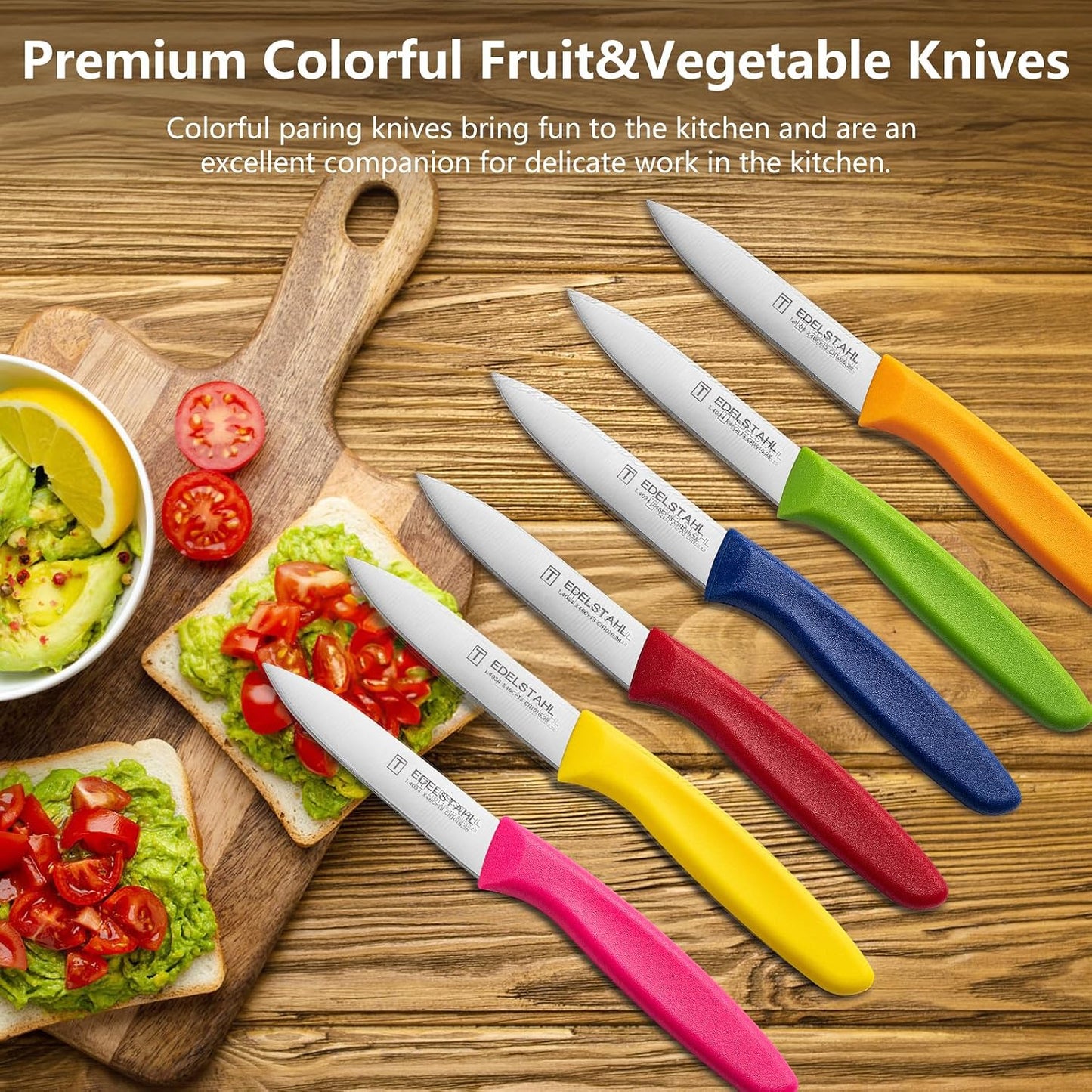Paring and Garnishing Knife,Fruit Knife Set,12 Pieces Stainless Steel Paring Knives,Straight Edge Small Knife Set for Cutting Fruits and Vegetable,Spear Point,Ergonomic Handle,Multicolor