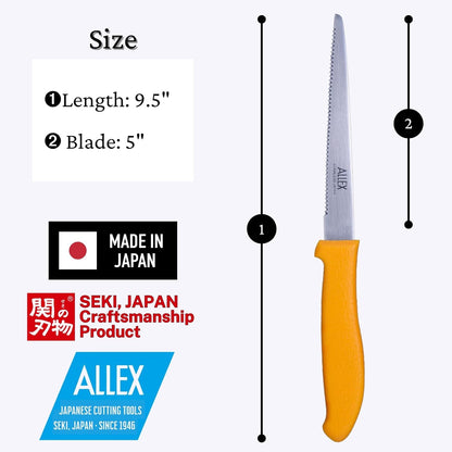 Cardboard Cutter Tool Heavy Duty 5" – Japanese Stainless Steel Blade – Serrated Utility Knife for Cardboard, Styrofoam, Foam, Insulation – Made in Japan – Yellow