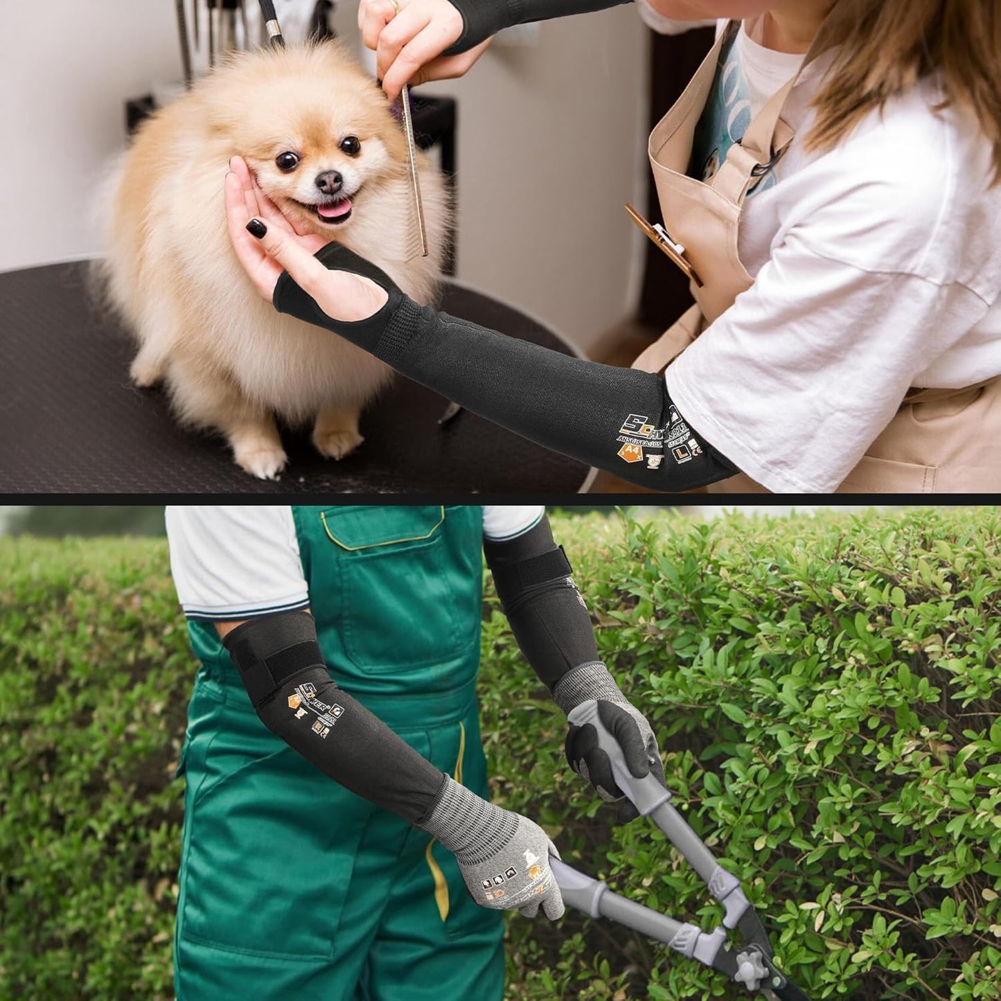 ANSI A4 Cut Resistant Arm Sleeves with UHMWPE, Lightweight and High-Strength, 15X Stronger than Steel, Comfort Protective Arm Guards for Gardening, Farming, Work, Construction, S913