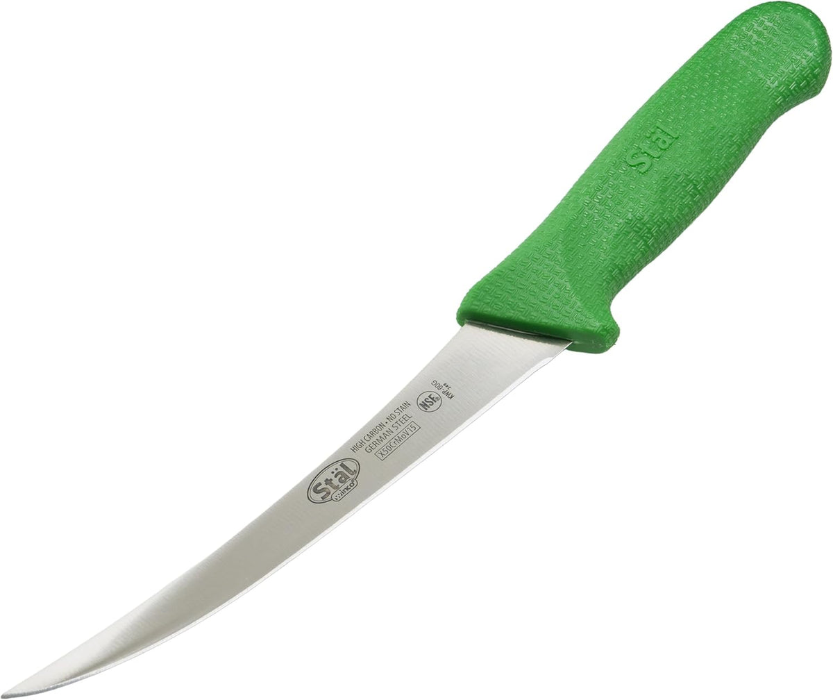 6" Commercial-Grade German Steel Boning Knife, Curved, Green