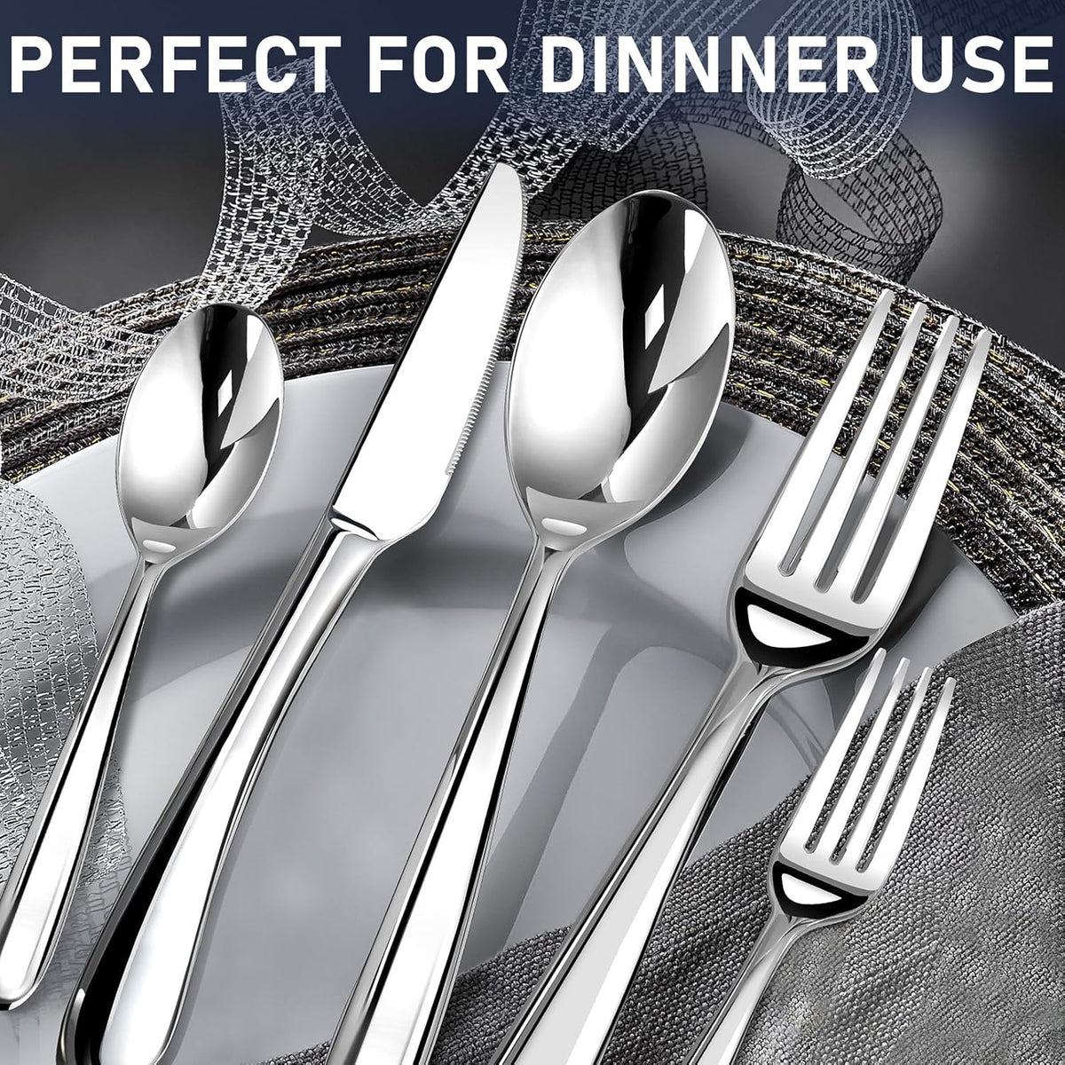 Silverware Set for 8, 40 Piece Stainless Steel Flatware Utensil Cutlery Set | Heavy Duty Steak Knife Fork and Spoon, Dishwasher Safe, Gift Package for Wedding Housewarming