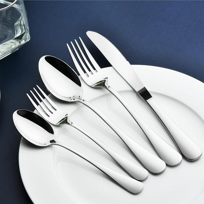 Silverware Set for 8, 40 Piece Stainless Steel Flatware Utensil Cutlery Set | Heavy Duty Steak Knife Fork and Spoon, Dishwasher Safe, Gift Package for Wedding Housewarming