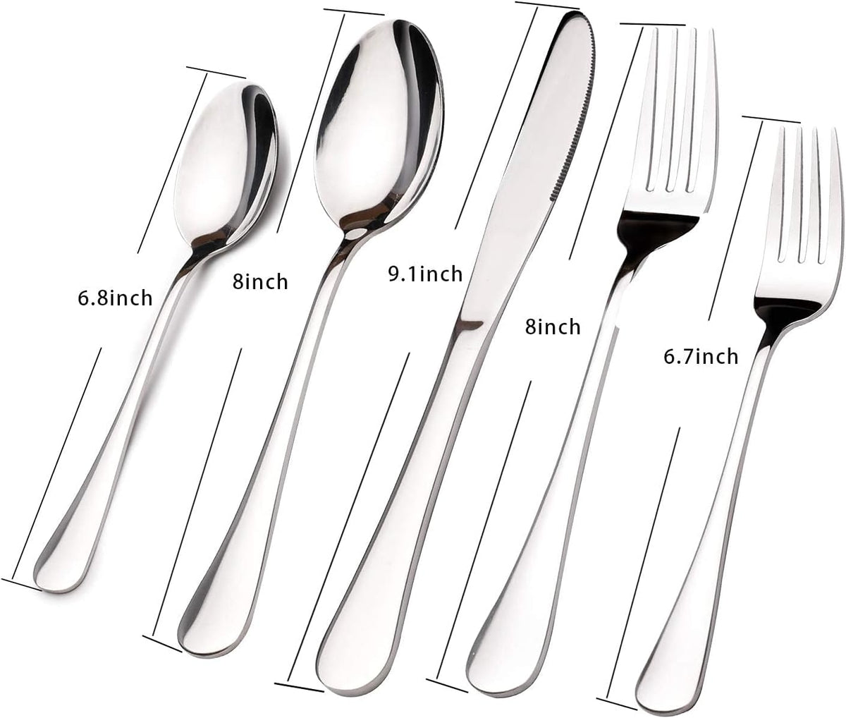 Silverware Set for 8, 40 Piece Stainless Steel Flatware Utensil Cutlery Set | Heavy Duty Steak Knife Fork and Spoon, Dishwasher Safe, Gift Package for Wedding Housewarming