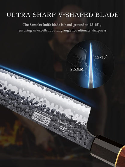 7" Santoku Knife, Japanese High Carbon Steel Kitchen Chef Knife